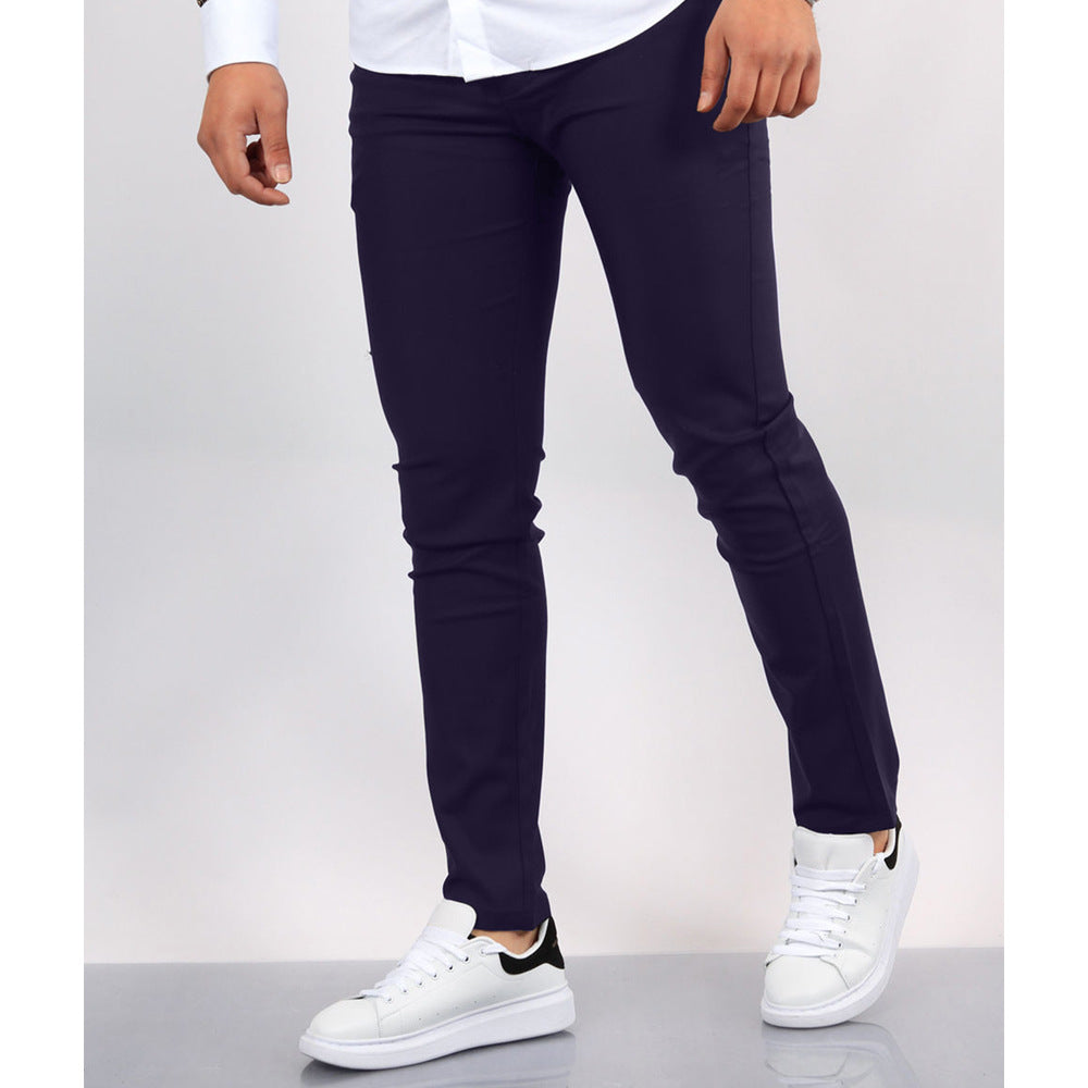 Men's Solid Color Faux Pocket Formal Casual Pants
