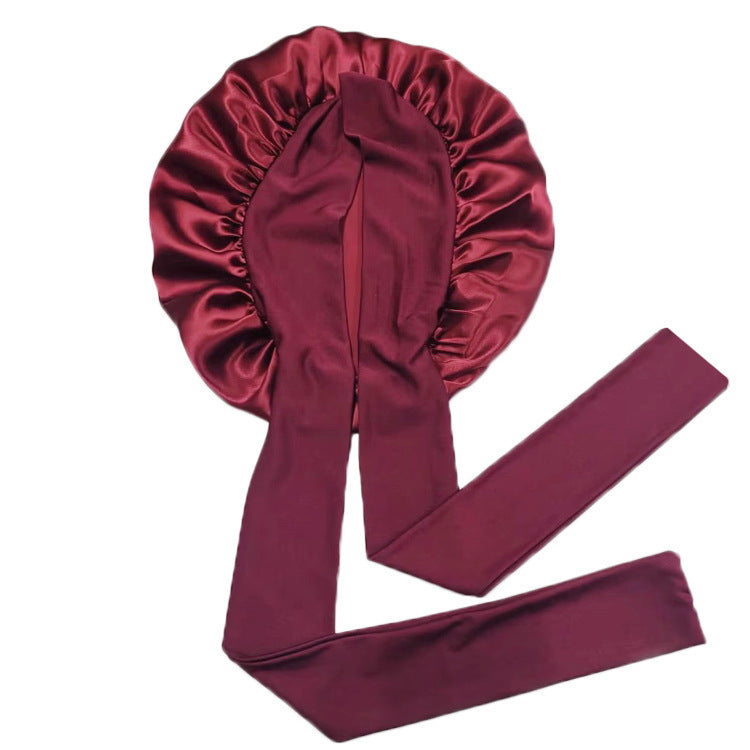 Simple Wide Ribbon Adjustable Silk Nightcap