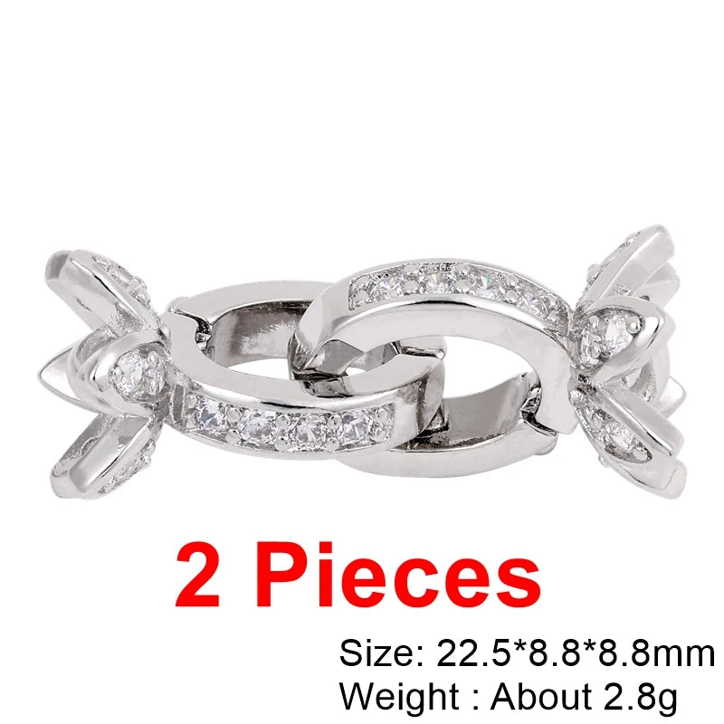 Juya Handmade Cubic Zirconia 18K Real Gold Plated Fastener Snake Hooks Clasps Accessories For Luxury Beads Chains Jewelry Making