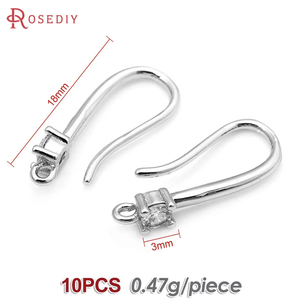 18K Gold Color Brass with Zircon Round Earrings Hooks High Quality Diy Jewelry Making Supplies Earrings Accessories for Women