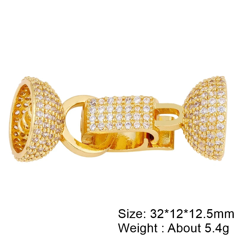 Juya Handmade Cubic Zirconia 18K Real Gold Plated Fastener Snake Hooks Clasps Accessories For Luxury Beads Chains Jewelry Making