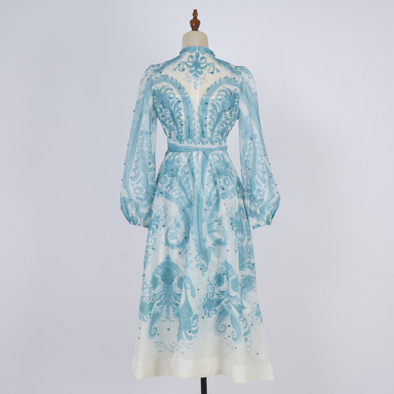 Seaside Vacation Summer Round Neck Slim Fit Dress