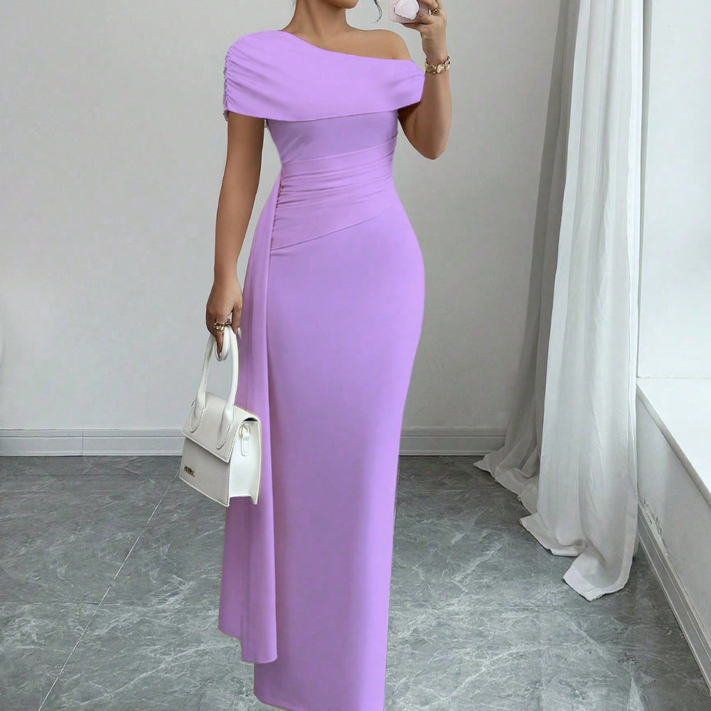 Strapless Solid Color Sleeveless Sheath Dress