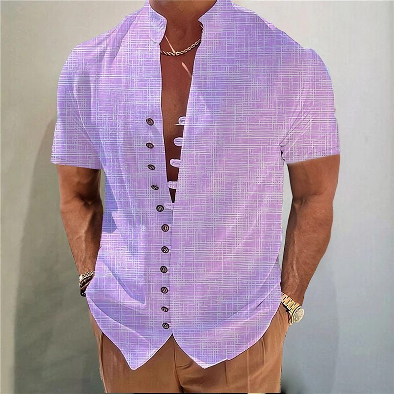 Geometric 3D Printed Short Sleeve Youth Casual Floral Shirt