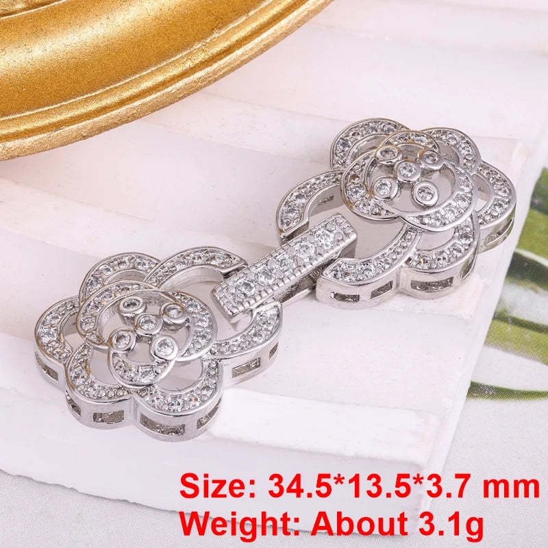 Juya Handmade Cubic Zirconia 18K Real Gold Plated Fastener Snake Hooks Clasps Accessories For Luxury Beads Chains Jewelry Making