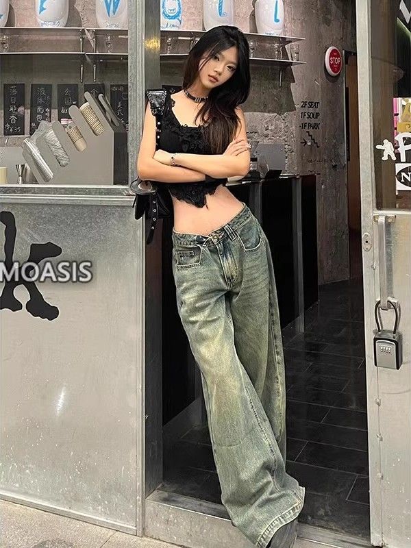 High Waist Loose Drooping Mop Slimming And Straight Long Pants
