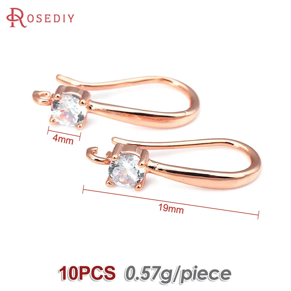 18K Gold Color Brass with Zircon Round Earrings Hooks High Quality Diy Jewelry Making Supplies Earrings Accessories for Women