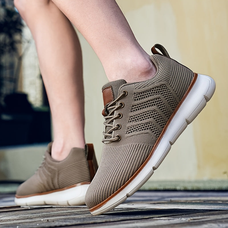 [CHTAPPILIAR EVA Sole Casual Sneakers] 1pair CHTAPPILIAR Men's Breathable Mesh Casual Sneakers, Solid Color Low Top Lace-Up Shoes with EVA Sole and Fabric Insole for Daily Wear - Spring/Summer Collection