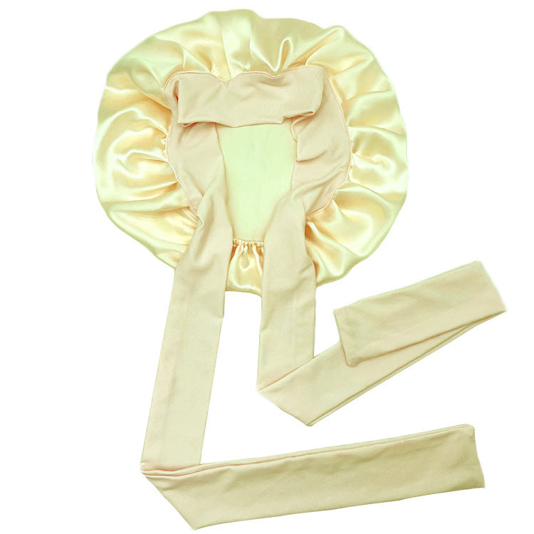 Simple Wide Ribbon Adjustable Silk Nightcap