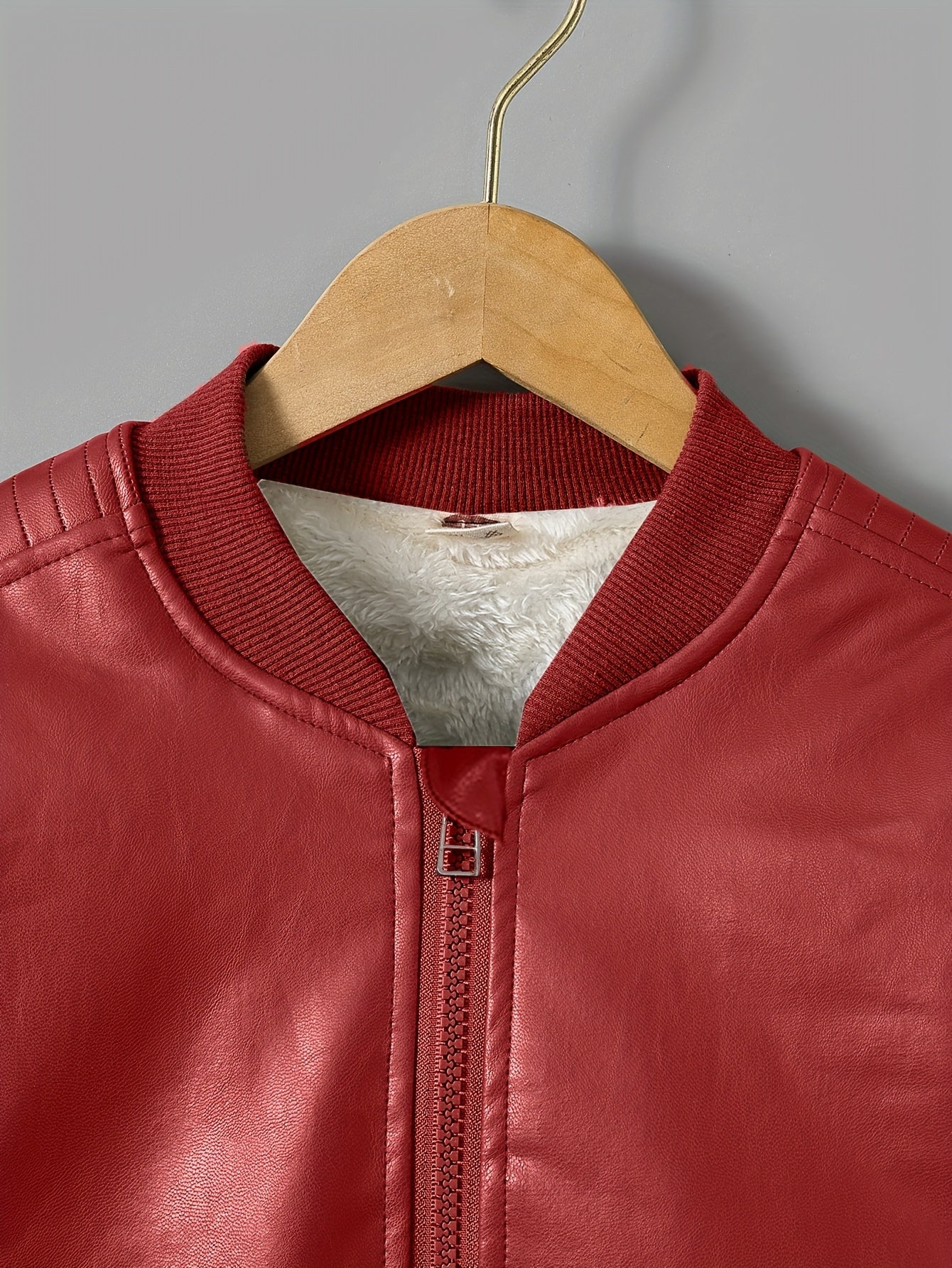 [Fleece-Lined Jacket] Cozy Fleece-Lined Boys' Zip-Up Jacket | Casual Stand Collar, Long Sleeve Outerwear for Fall/Winter