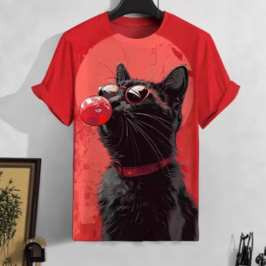 Men's Edo Cat Warrior Cartoon 3D Printed Casual T-shirt
