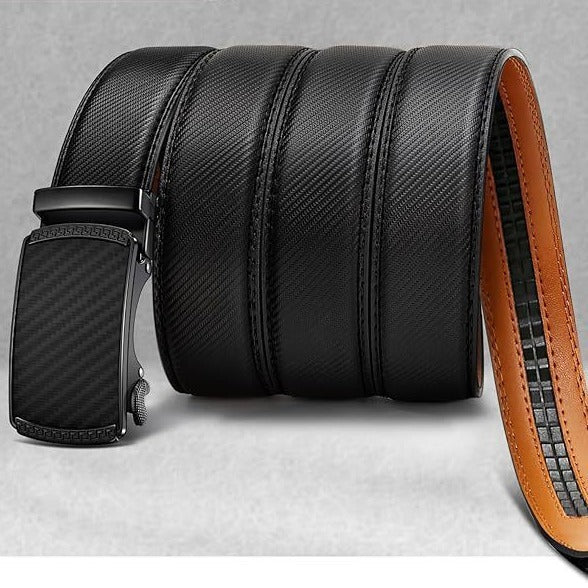 Men's Leather Belt Versatile Cowhide Automatic Buckle