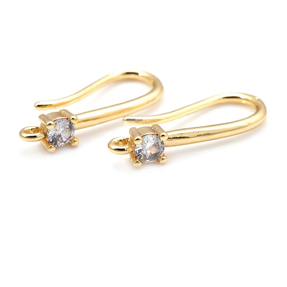 18K Gold Color Brass with Zircon Round Earrings Hooks High Quality Diy Jewelry Making Supplies Earrings Accessories for Women