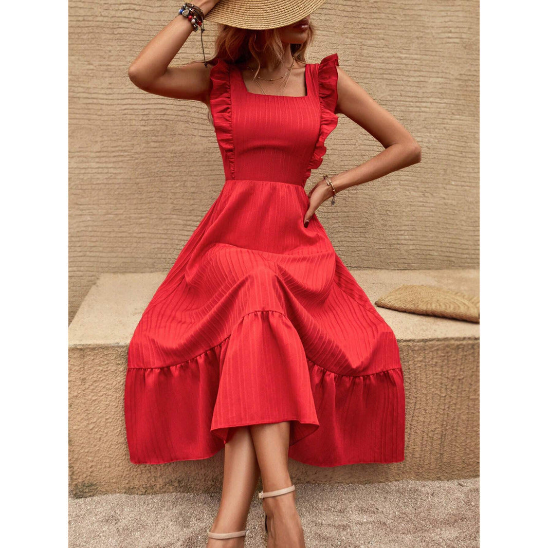 One Shoulder High Slit Satin Dress No Belt