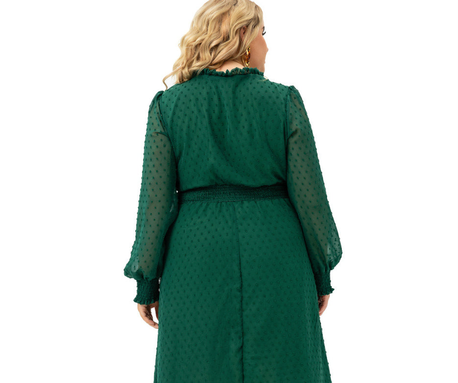 Fashion Women's Sleeves Chiffon Cut Flower Dress