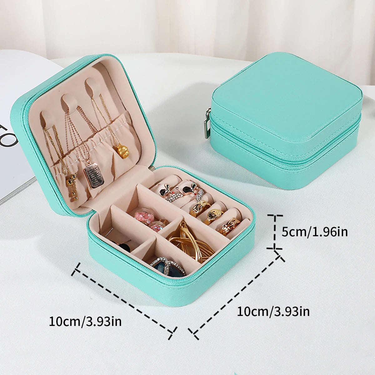 PU Leather Jewelry Mini Storage Box Travel Home Bracelet Earrings Storage Display Case For Women Ring Jewelry Portable Organizer