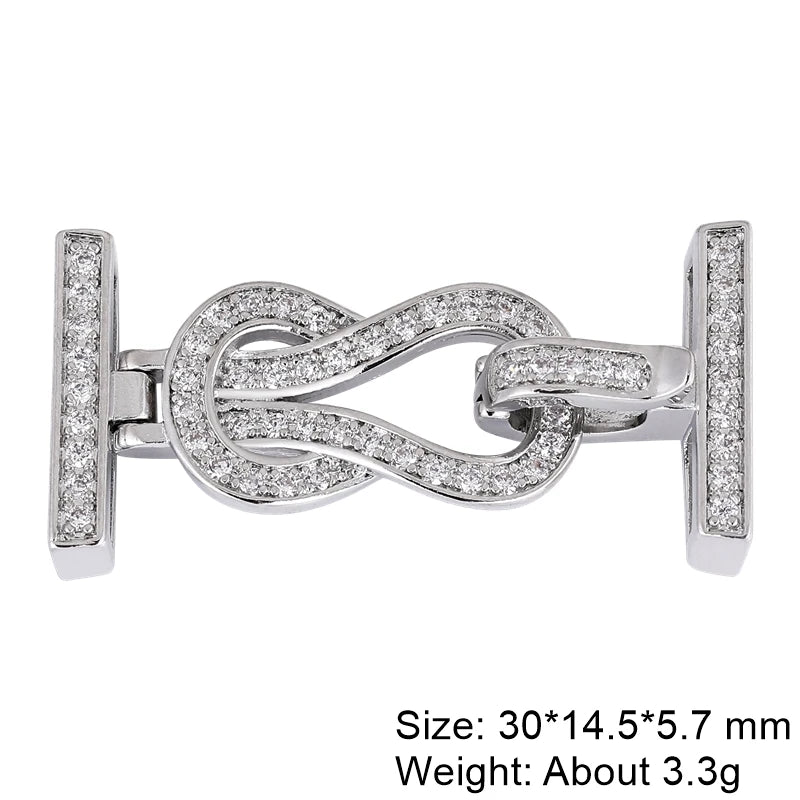 Juya Handmade Cubic Zirconia 18K Real Gold Plated Fastener Snake Hooks Clasps Accessories For Luxury Beads Chains Jewelry Making