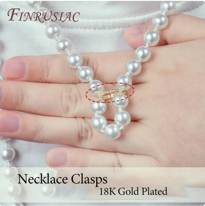 Necklace Clasps 18K Gold Plated Brass with Zircon Pearl Enhancer Clasps For DIY Bracelets Accessories Jewelry Making Supplies
