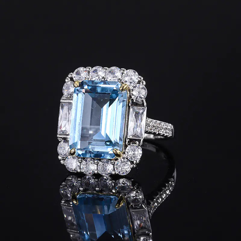 Simulated Aquamarine Pendant and Ring Set