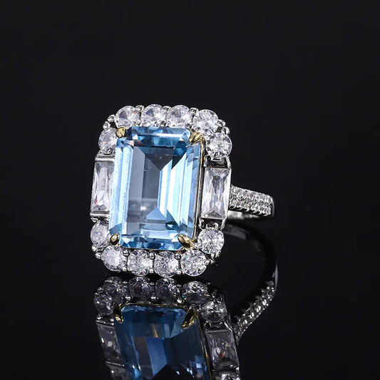Simulated Aquamarine Pendant and Ring Set