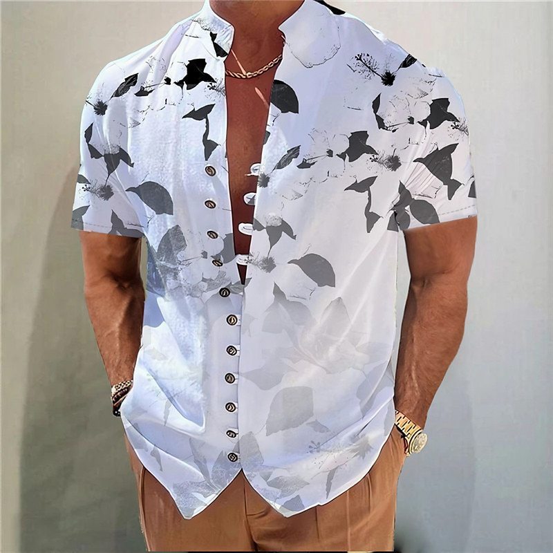 Geometric 3D Printed Short Sleeve Youth Casual Floral Shirt