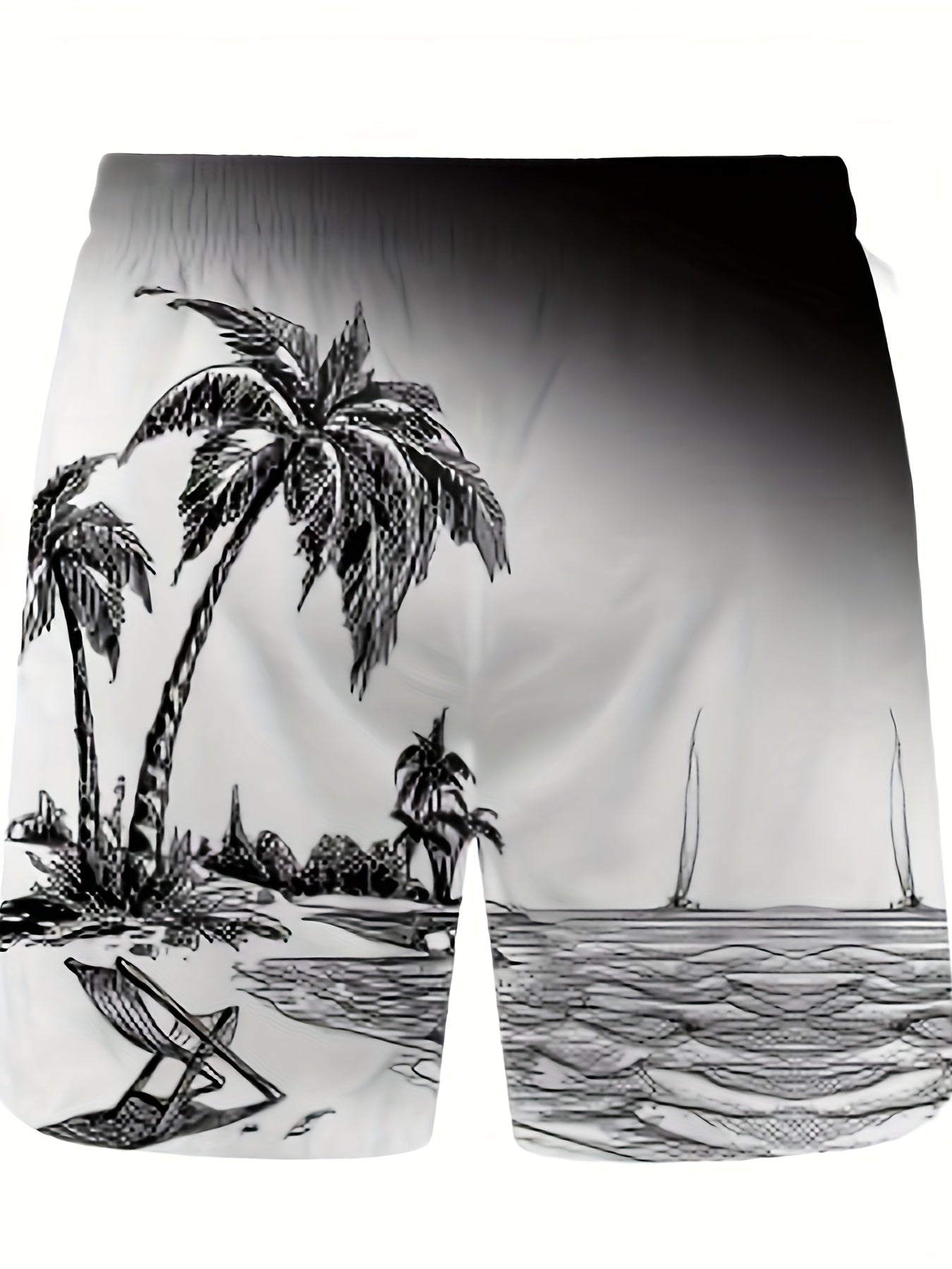 3D Digital Print T-Shirt and Shorts Set - Black & White Botanical, Casual Round Neck Top with Kangaroo Pocket, Perfect for Outdoor Activities & Fitness, Spring/Summer Collection