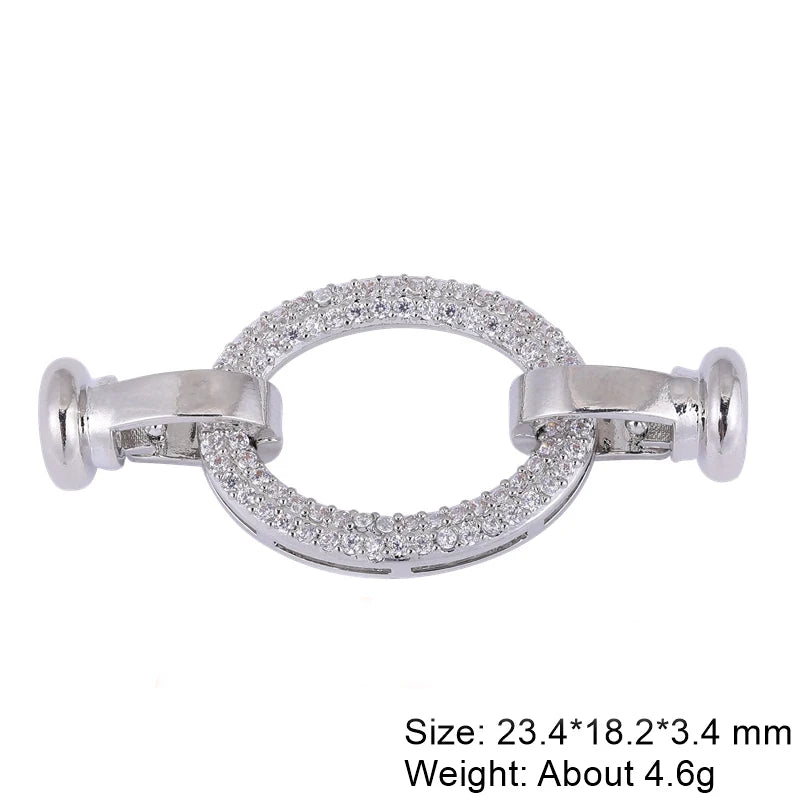 Juya Handmade Cubic Zirconia 18K Real Gold Plated Fastener Snake Hooks Clasps Accessories For Luxury Beads Chains Jewelry Making