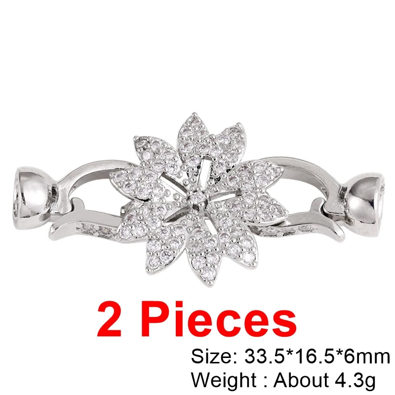 Juya Handmade Cubic Zirconia 18K Real Gold Plated Fastener Snake Hooks Clasps Accessories For Luxury Beads Chains Jewelry Making