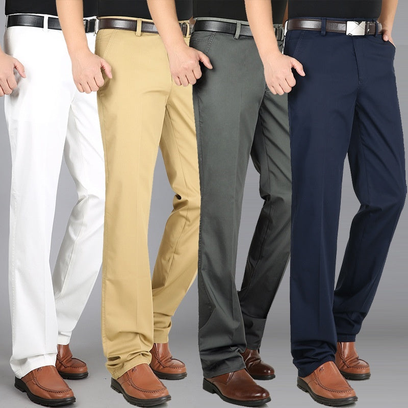 Men's Casual Elastic Cotton High Waisted Loose Pants