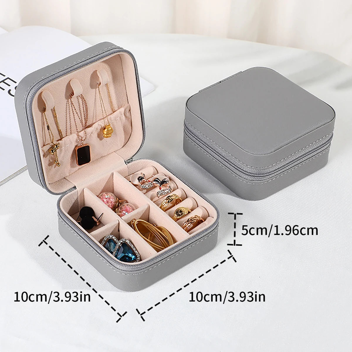 PU Leather Jewelry Mini Storage Box Travel Home Bracelet Earrings Storage Display Case For Women Ring Jewelry Portable Organizer