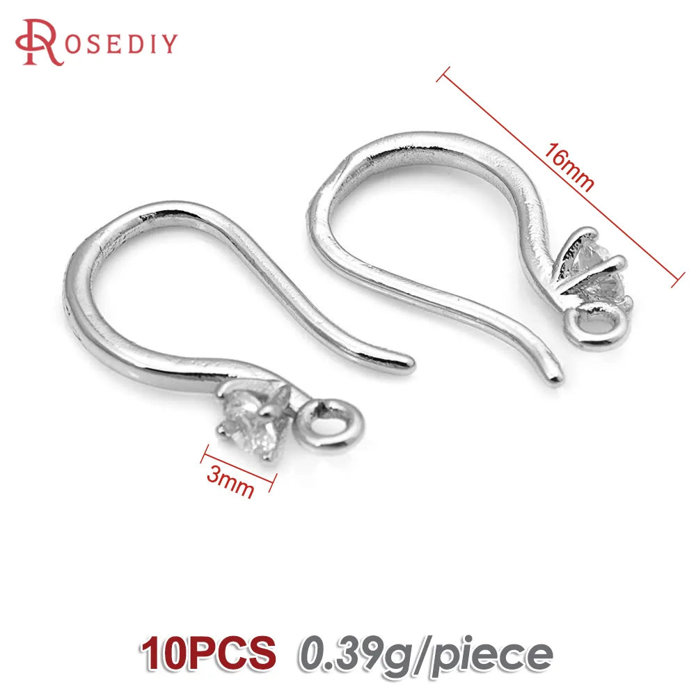 18K Gold Color Brass with Zircon Round Earrings Hooks High Quality Diy Jewelry Making Supplies Earrings Accessories for Women