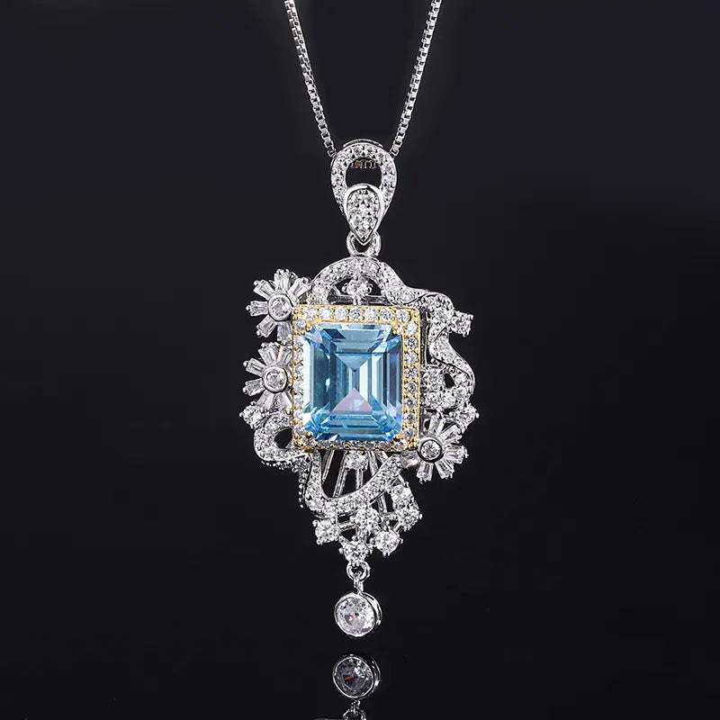 Simulated Aquamarine Pendant and Ring Set