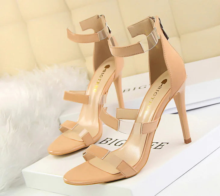 Strap Sandals, Slimming High Heels with Thin Heels