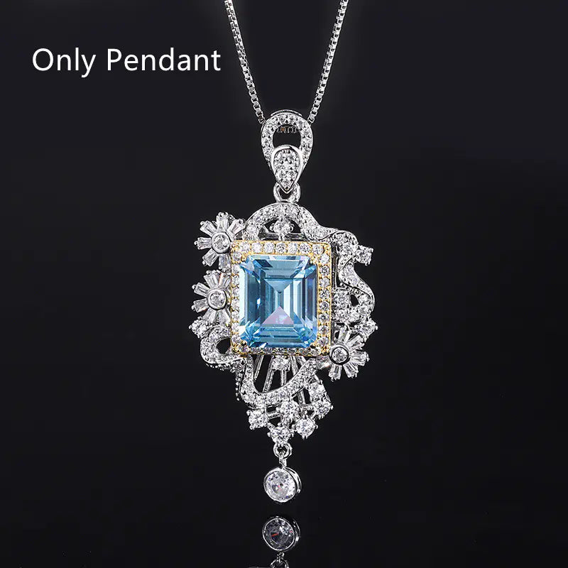 Simulated Aquamarine Pendant and Ring Set