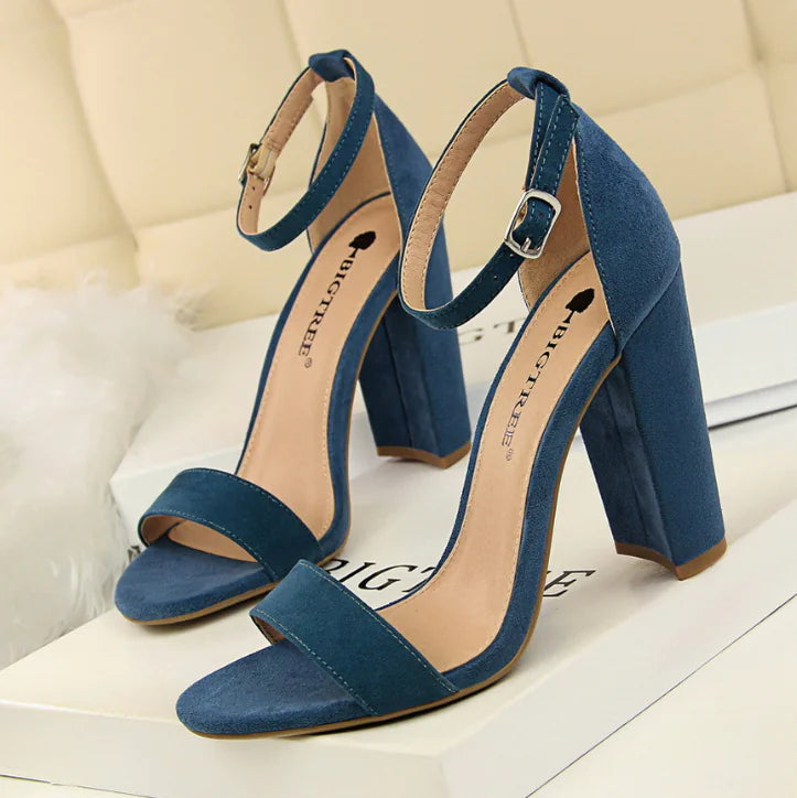 Summer High Heels, Fashionable Simple Chunky Sandals